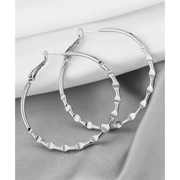 Medium Sized Silver Hoop Earrings - Picture 1 of 3